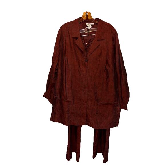 Vintage Bloomingdales Sz 22W Rust and Black 100% 2 Piece Silk Officewear - Picture 3 of 15